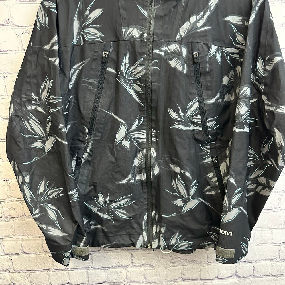 Burton Black & White Floral Hooded Jacket Women's Small Lightweight Layering - Picture 3 of 11